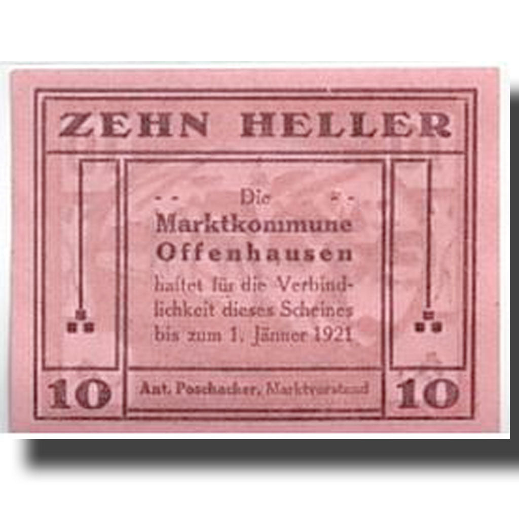 Banknote, Austria, Offenhausen, 10 Heller, Agriculture et Industrie, 1921