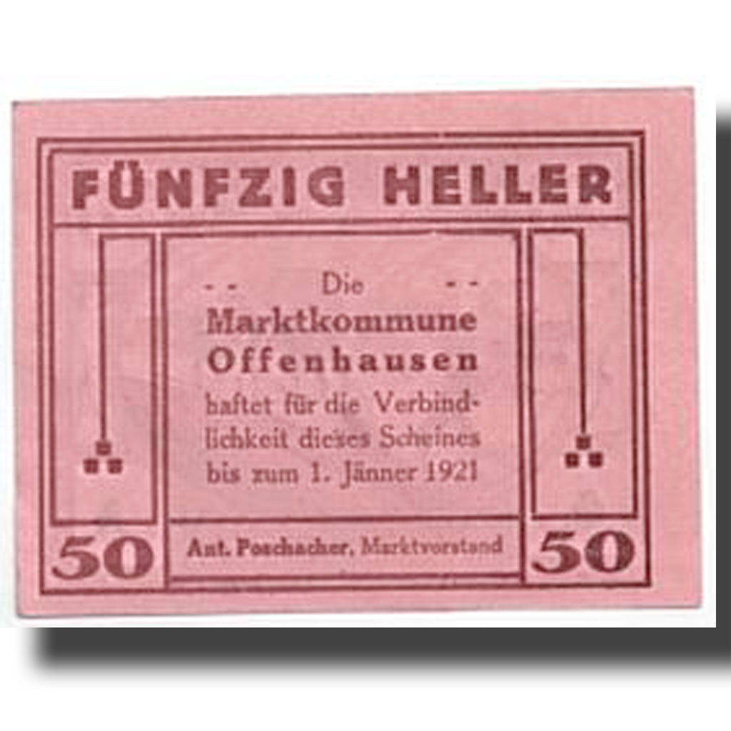 Banknote, Austria, Offenhausen, 50 Heller, Agriculture et Industrie, 1921