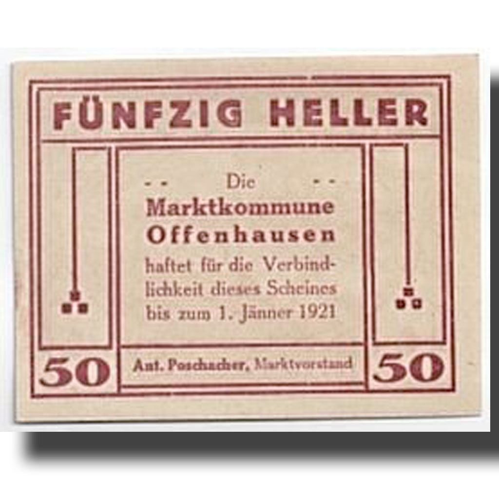 Banknote, Austria, Offenhausen, 50 Heller, Agriculture et Industrie, 1921