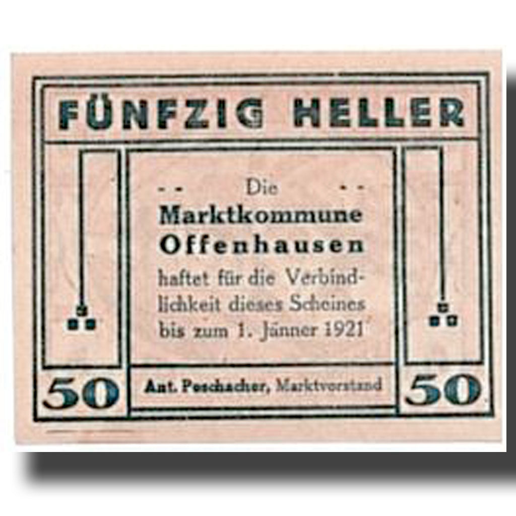 Banknote, Austria, Offenhausen, 50 Heller, Agriculture et Industrie, 1921