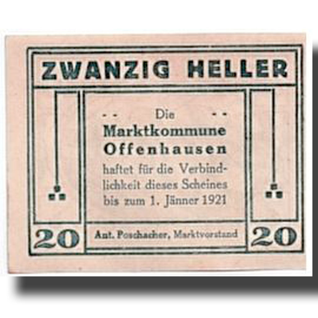 Banknote, Austria, Offenhausen, 20 Heller, Agriculture et Industrie, 1921