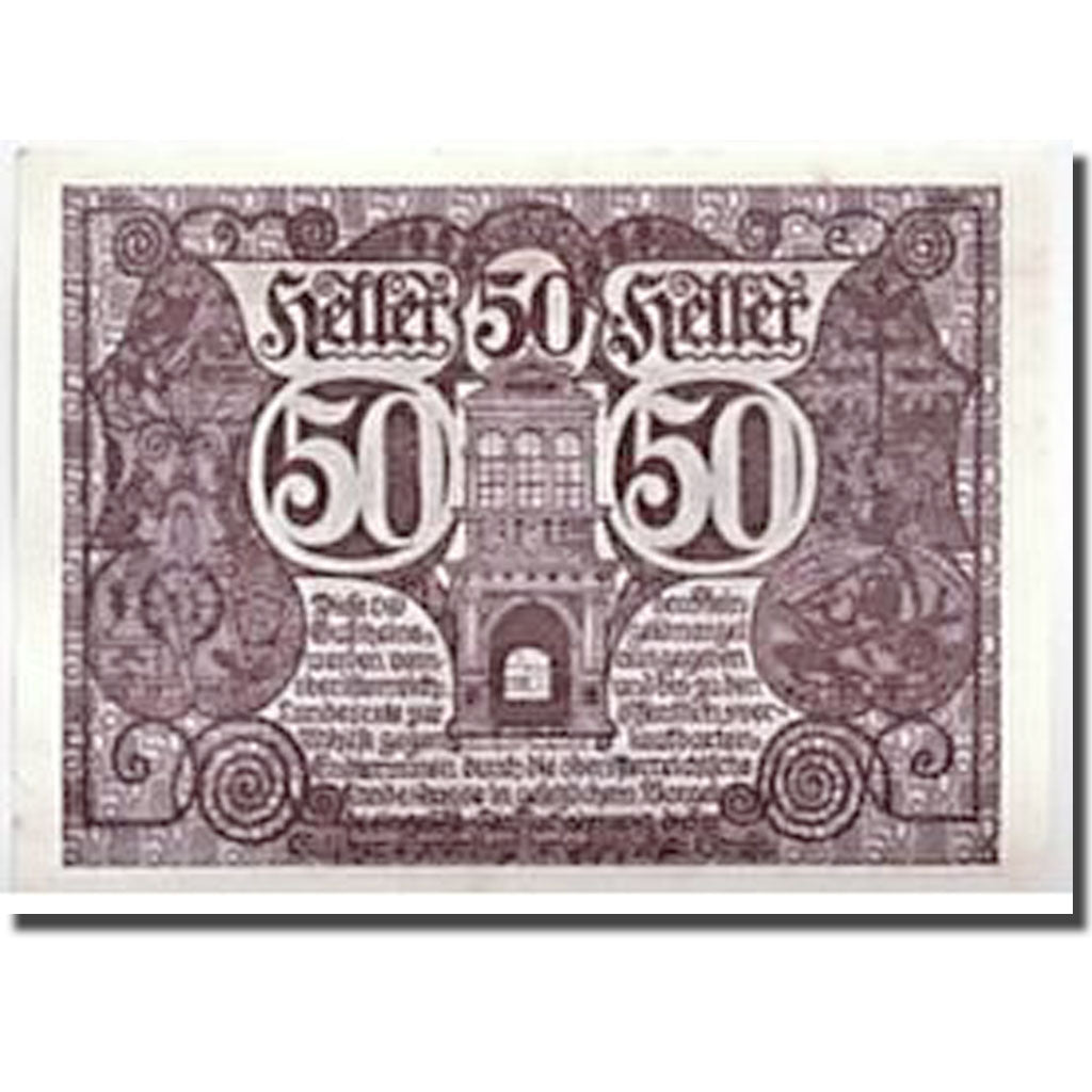 Banknote, Austria, Oberösterreich O.Ö. Land, 50 Heller, château, 1920