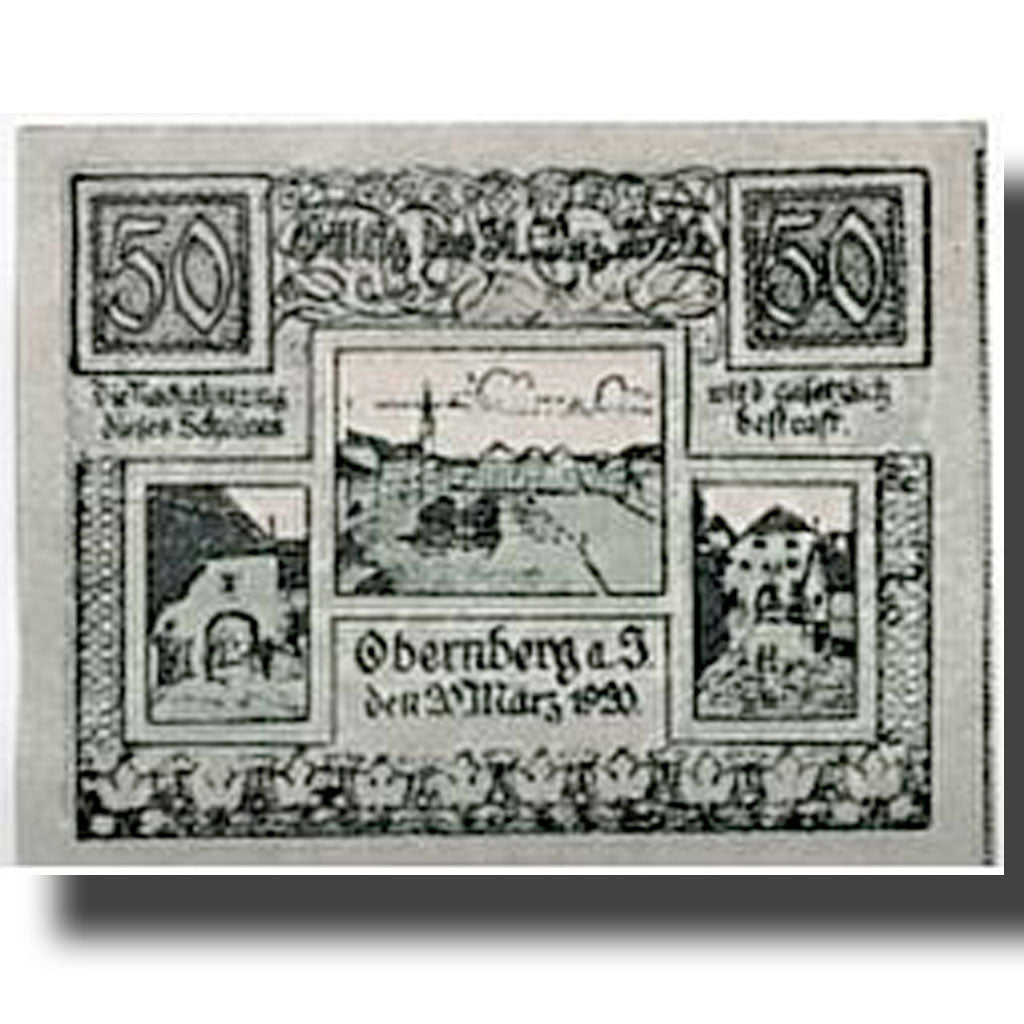 Geldschein, Österreich, Obernberg am Inn O.Ö. Marktgemeinde, 50 Heller