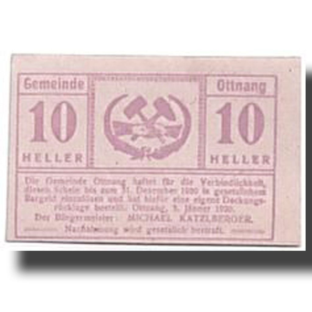 Geldschein, Österreich, Ottnang, 10 Heller, Ecusson, 1920, 1920-01-03, UNZ-