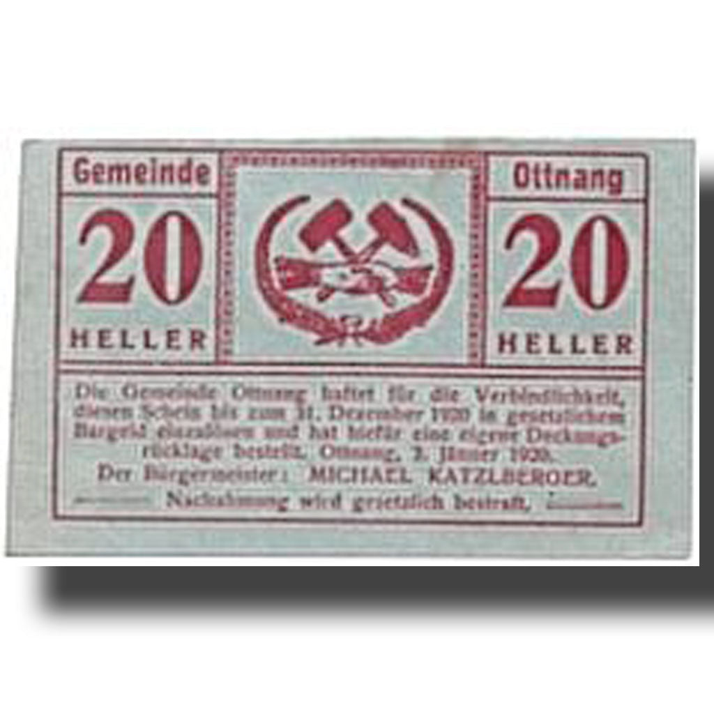 Geldschein, Österreich, Ottnang, 20 Heller, Ecusson, 1920, 1920-01-03, UNZ-