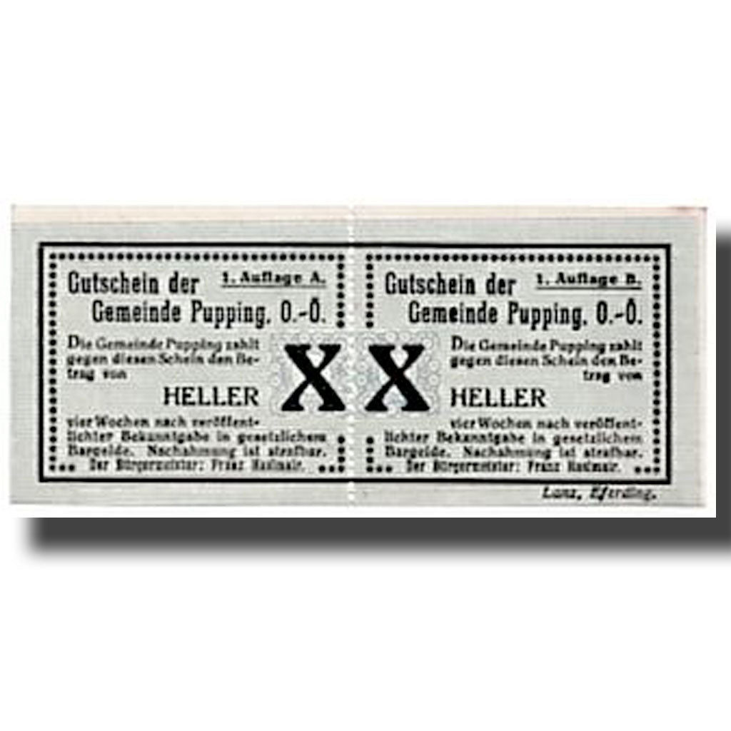 Geldschein, Österreich, Pupping, 20 Heller, graphique, UNZ-, Mehl:7921dB