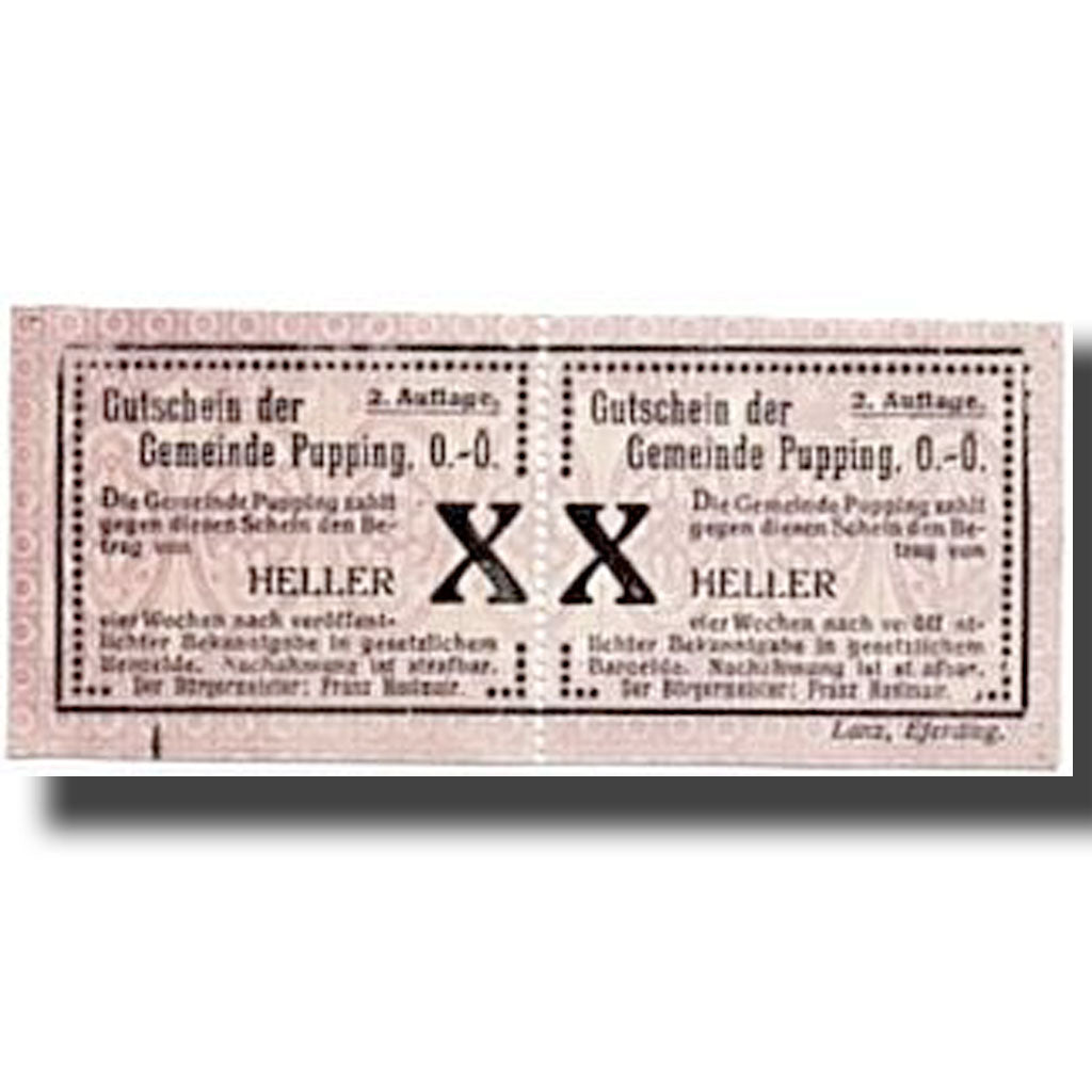 Geldschein, Österreich, Pupping, 20 Heller, graphique 1, UNZ-, Mehl:792