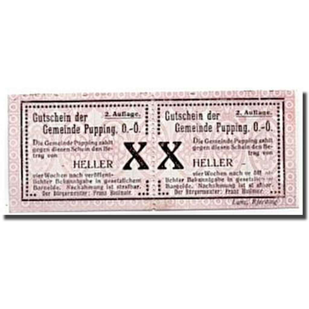 Geldschein, Österreich, Pupping, 20 Heller, Graphique 2, UNZ-, Mehl:792