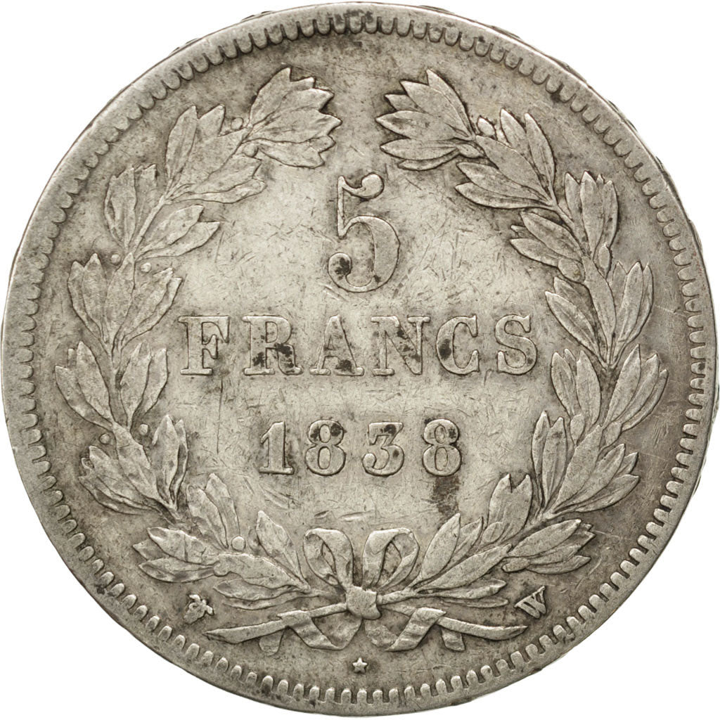Monnaie, France, Louis-Philippe, 5 Francs, 1838, Lille, TTB, Argent, KM:749.13