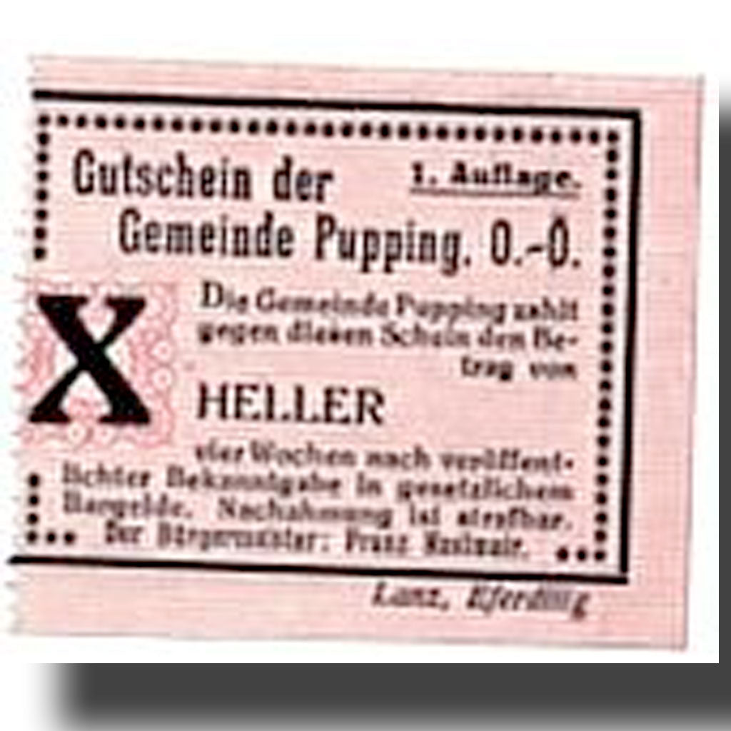 Geldschein, Österreich, Pupping, 10 Heller, graphique 1, UNZ-, Mehl:792