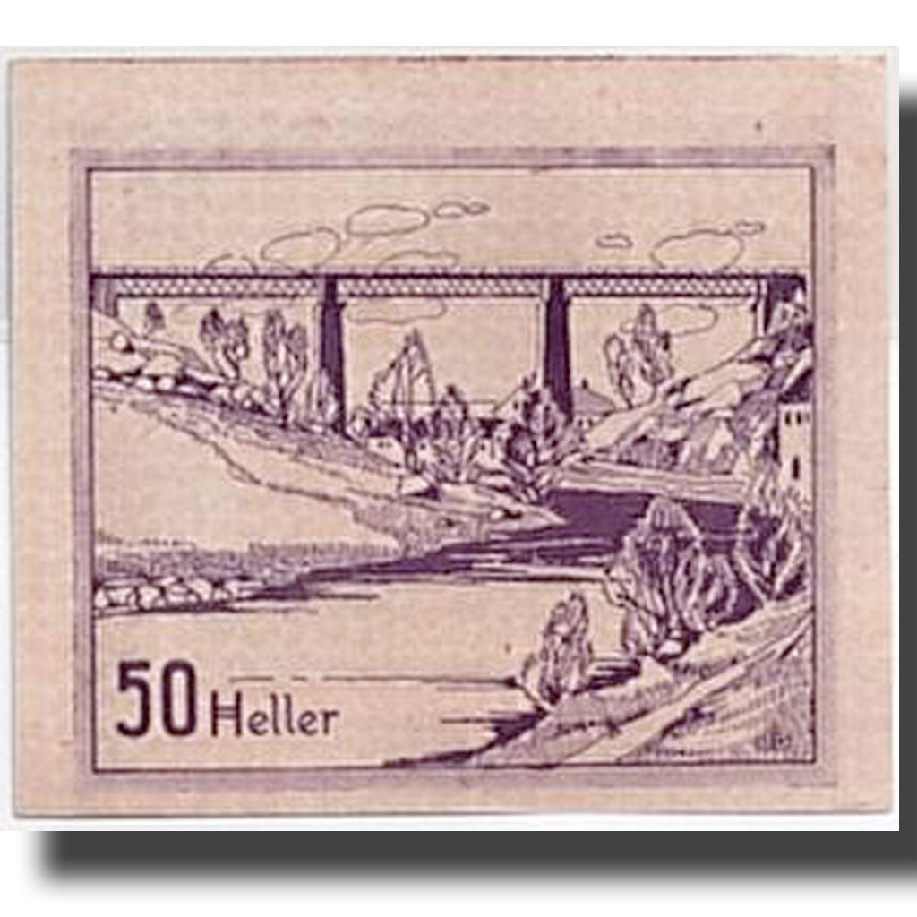 Banconote, Austria, Prägarten, 50 Heller, paysage, SPL, Mehl:FS 777a