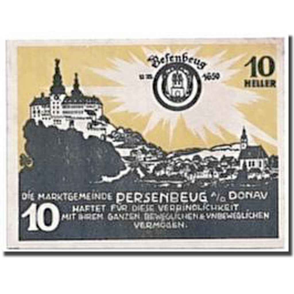 Banconote, Austria, Persenbeug, 10 Heller, paysage, SPL, Mehl:735IIa