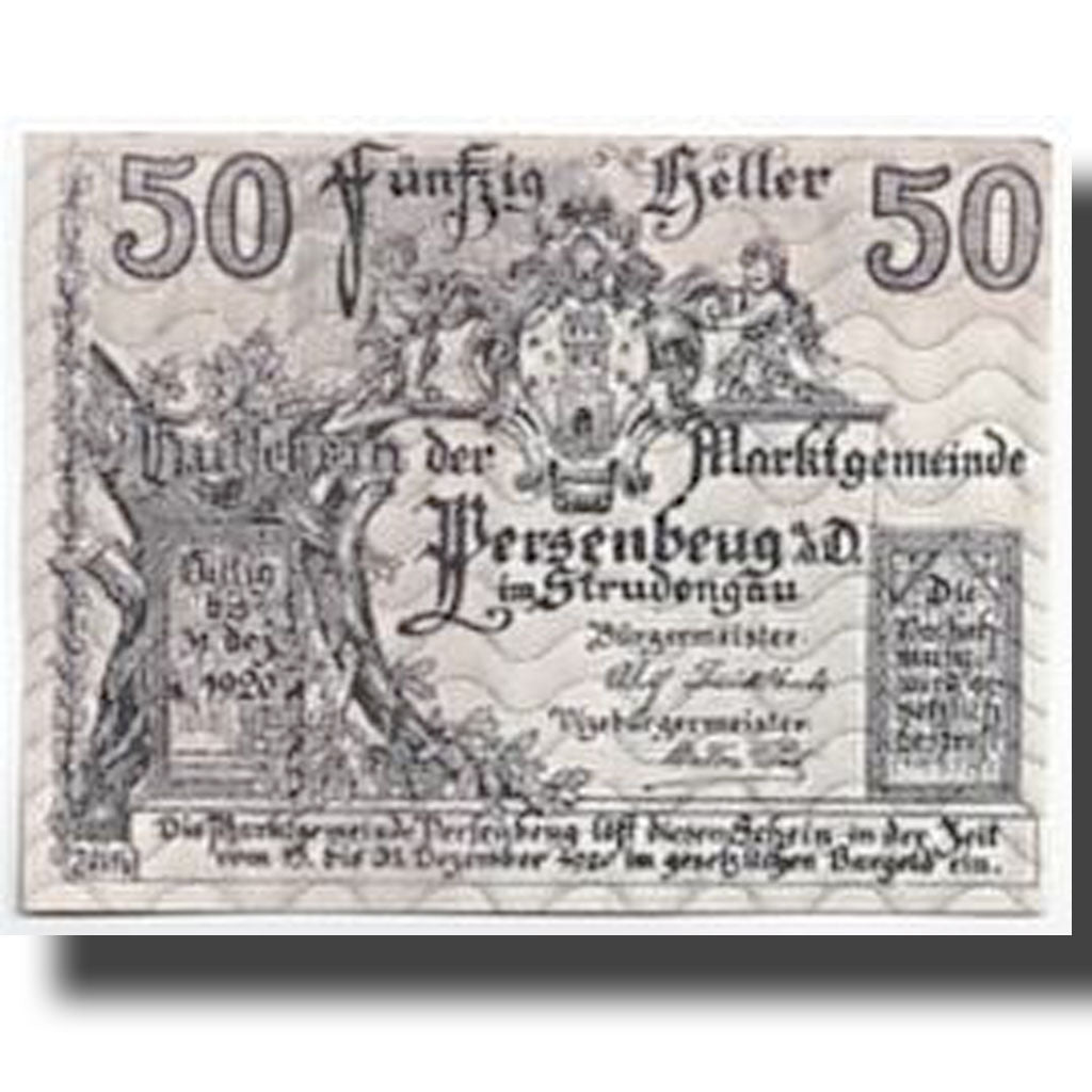Banknote, Austria, Persenbeug, 50 Heller, paysage, UNC(63), Mehl:735IIa