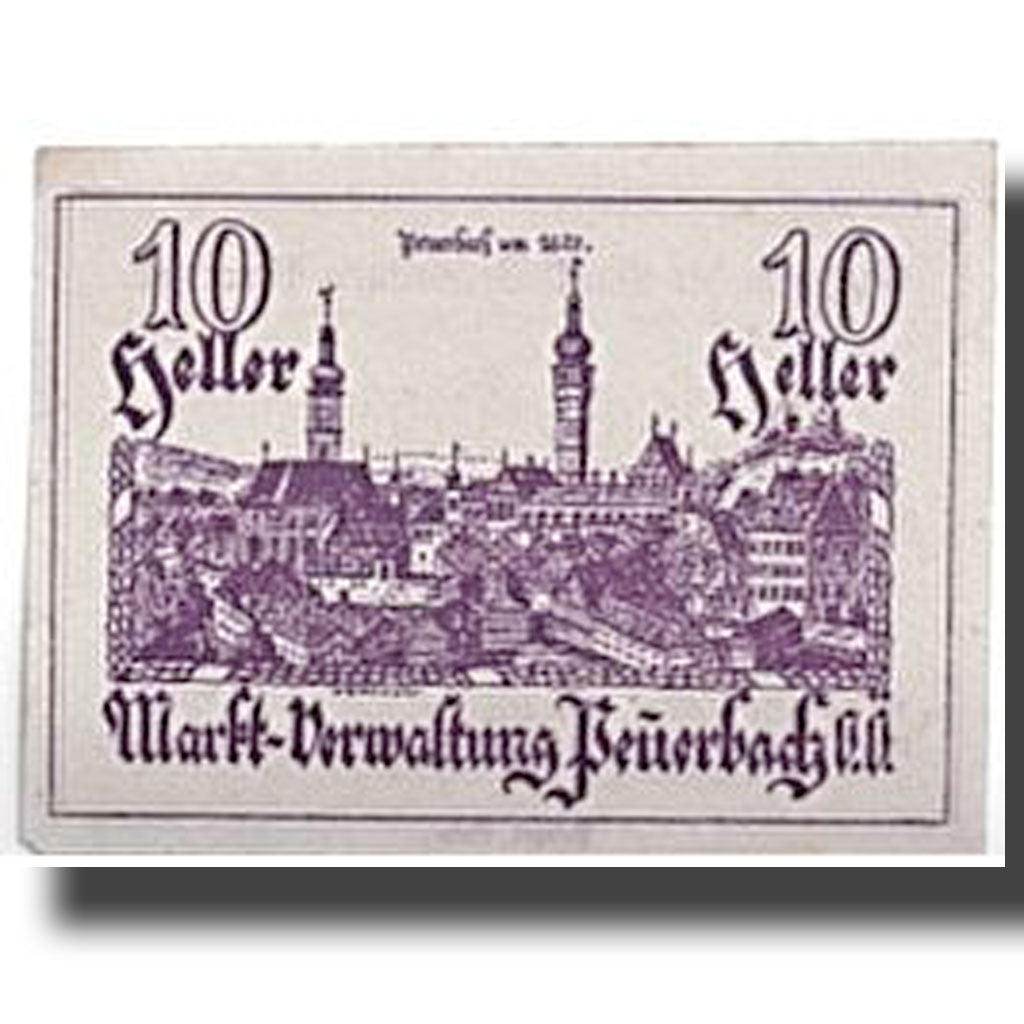 Banconote, Austria, Peuerbach, 10 Heller, paysage, SPL, Mehl:7421