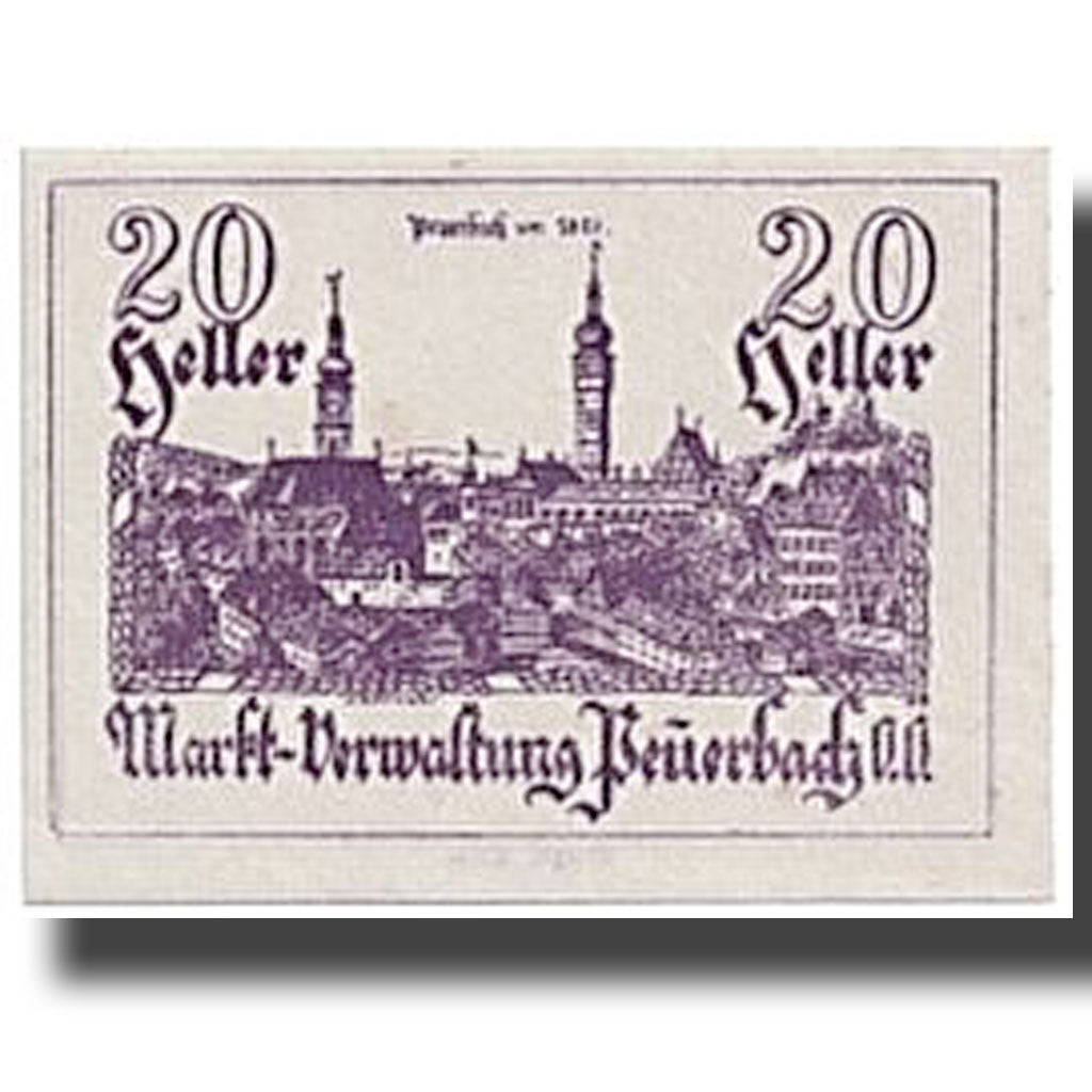 Banknote, Austria, Peuerbach, 20 Heller, paysage, UNC(63), Mehl:7421