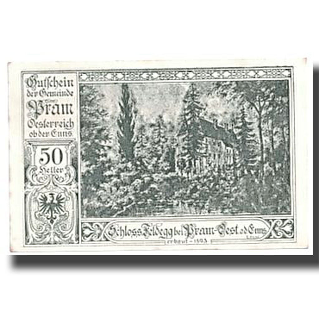 Geldschein, Österreich, Pram, 50 Heller, paysage, 1920, 1920-04-22, UNZ-