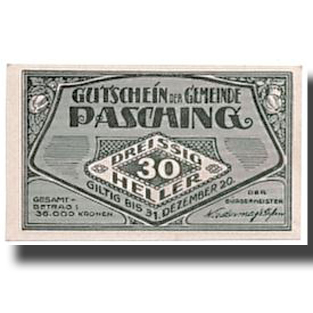 Geldschein, Österreich, Pasching, 30 Heller, paysage, 1920, 1920-05-18, UNZ-