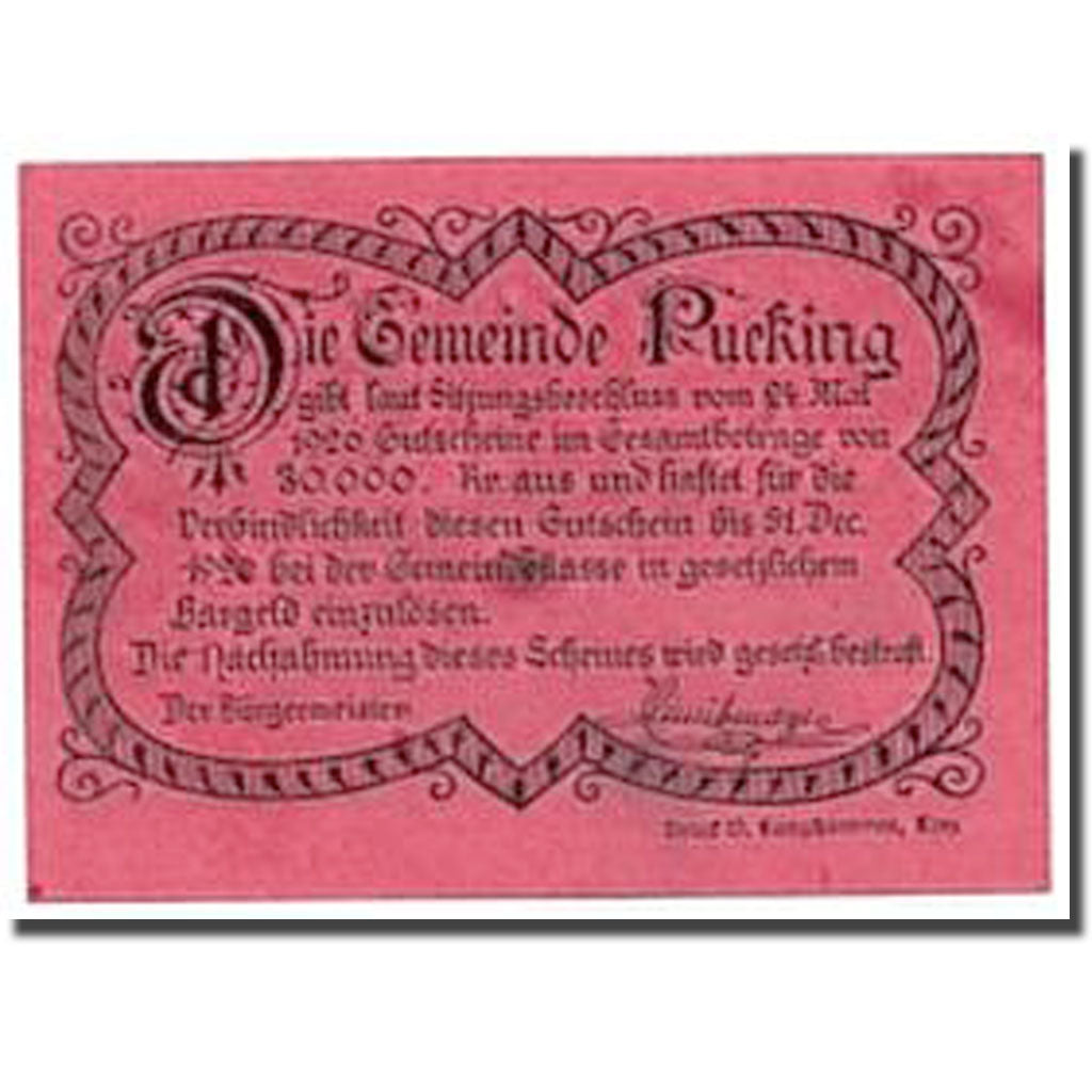 Banknote, Austria, Pucking, 20 Heller, paysage, 1920, 1920-05-24, UNC(63)