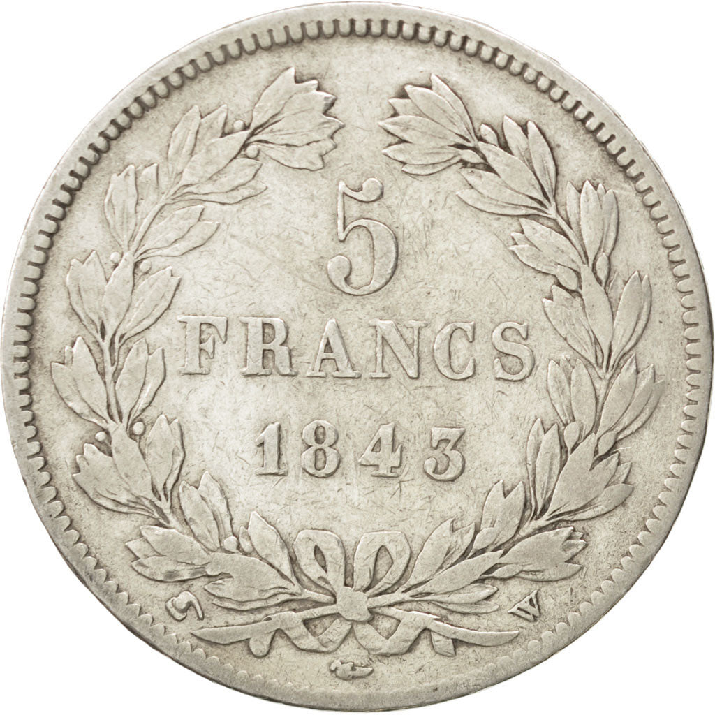Coin, France, Louis-Philippe, 5 Francs, 1843, Lille, VF(20-25), Silver