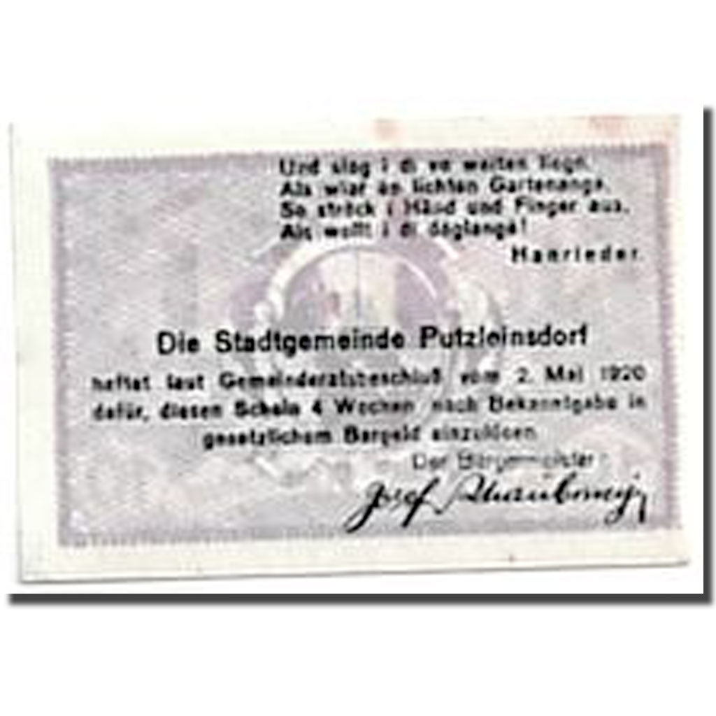 Banconote, Austria, Putzleinsdorf, 10 Heller, paysage, 1920, 1920-05-02, SPL