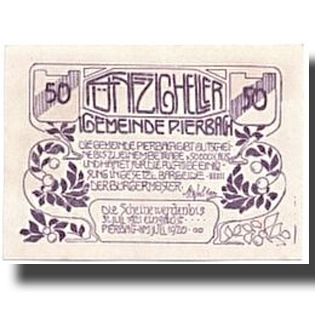 Banknote, Austria, Pierbach, 50 Heller, paysage 1, UNC(63), Mehl:FS 749