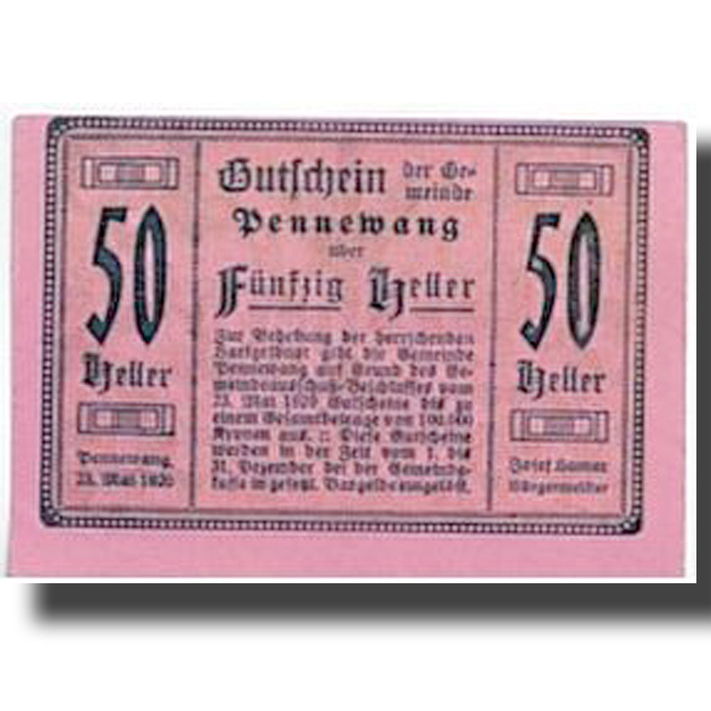 Geldschein, Österreich, Pennewang, 50 Heller, paysage, 1920, 1920-05-23, UNZ-