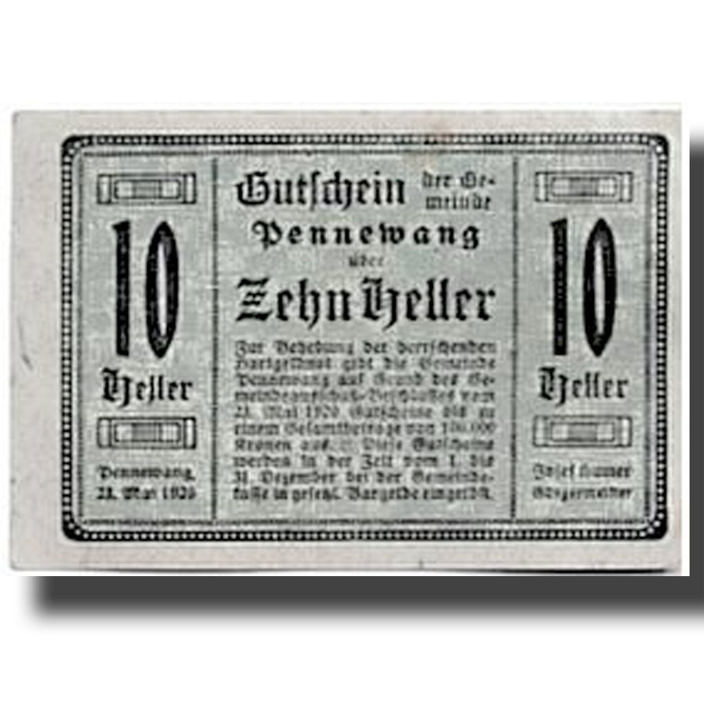 Banknote, Austria, Pennewang, 10 Heller, paysage, 1920, 1920-05-23, UNC(63)