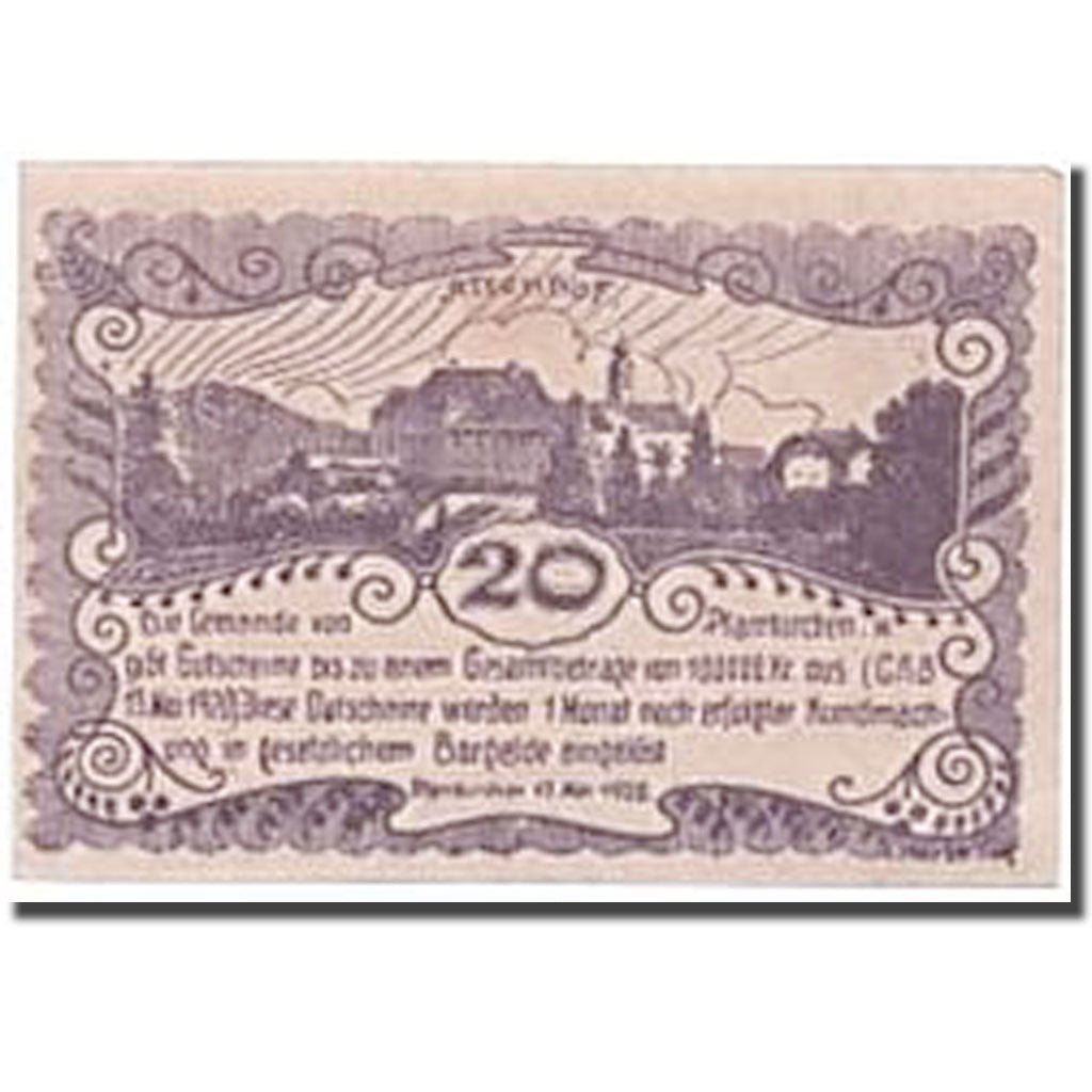 Banknote, Austria, Pfarrkirchen im Muhlkreis, 20 Heller, paysage, 1920