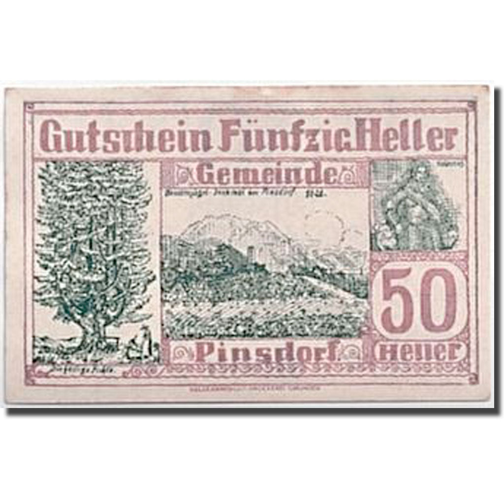 Geldschein, Österreich, Pinsdorf, 50 Heller, paysage, 1920, 1920-06-01, UNZ-