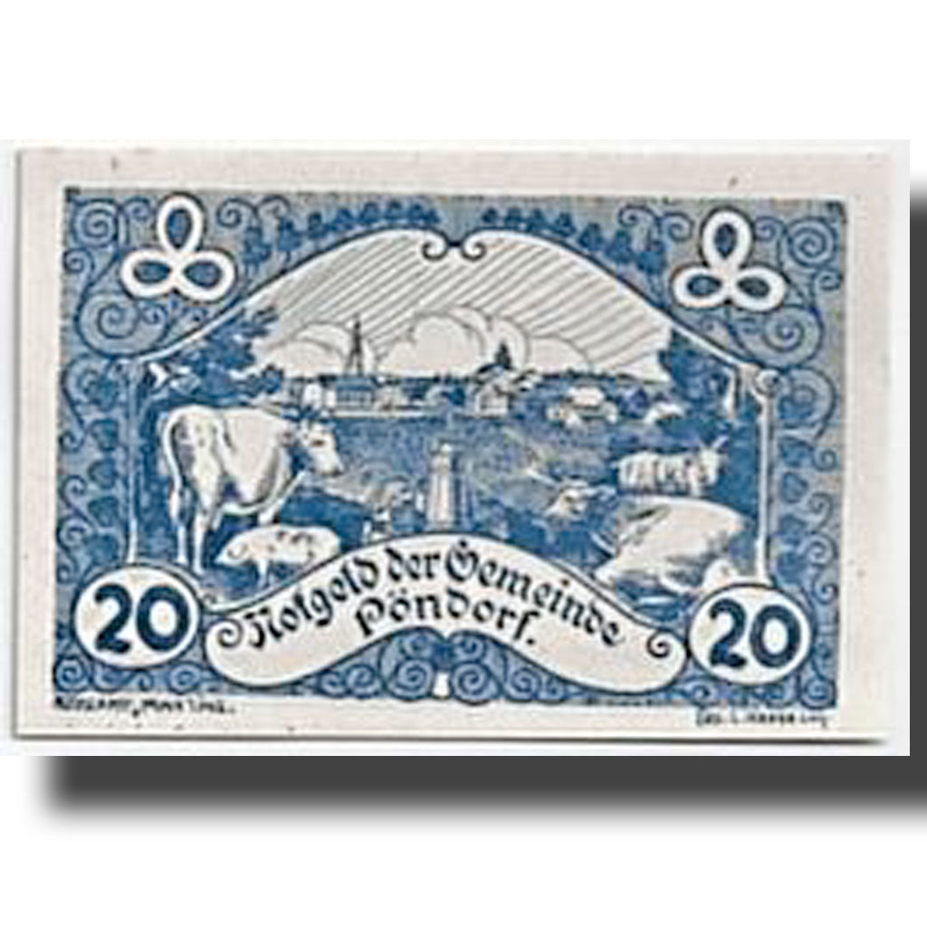 Banknote, Austria, Pöndorf, 20 Heller, paysage, 1920, 1920-06-13, UNC(63)