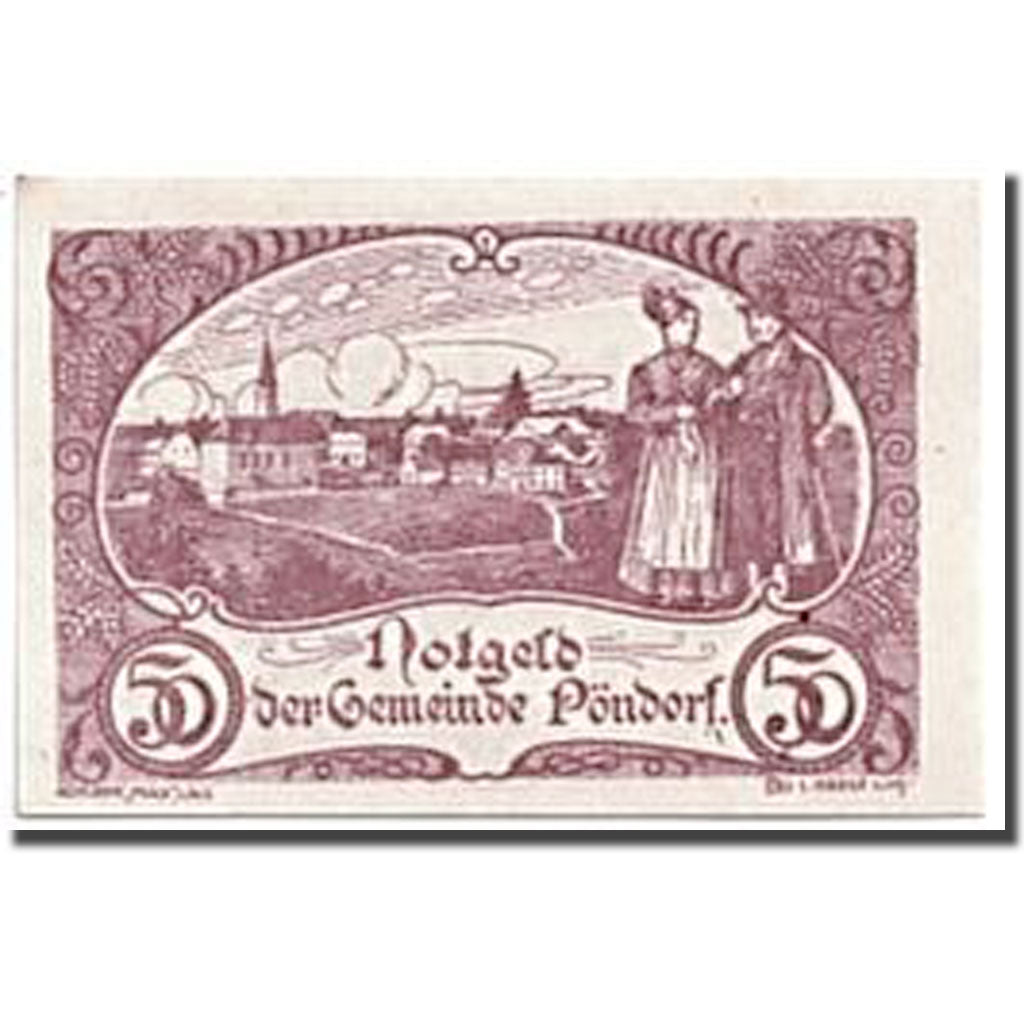 Banknote, Austria, Pöndorf, 50 Heller, paysage, 1920, 1920-06-13, UNC(63)