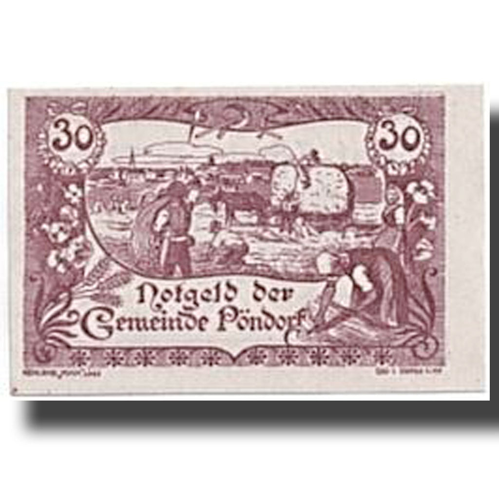 Banknote, Austria, Pöndorf, 30 Heller, paysage, 1920, 1920-06-13, UNC(63)