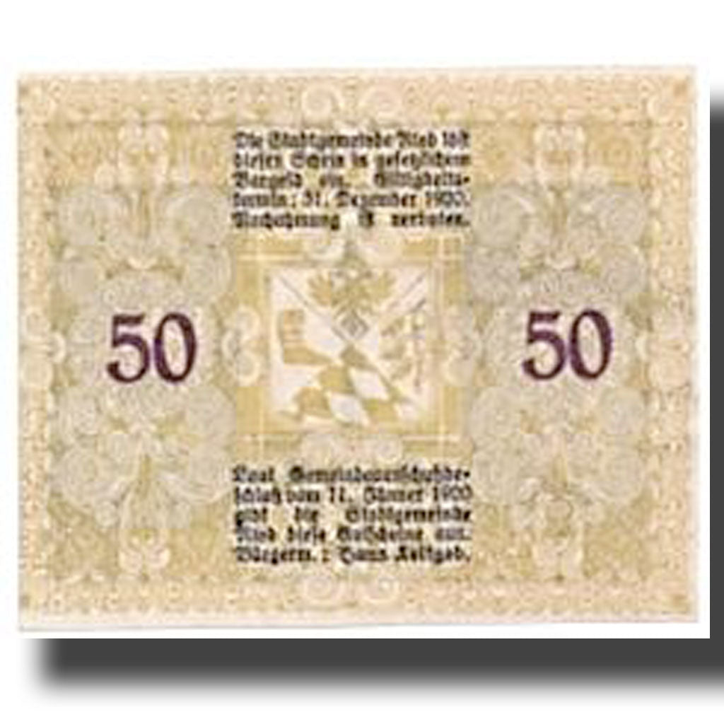 Geldschein, Österreich, Ried im Innkreis, 50 Heller, fontaine, 1920
