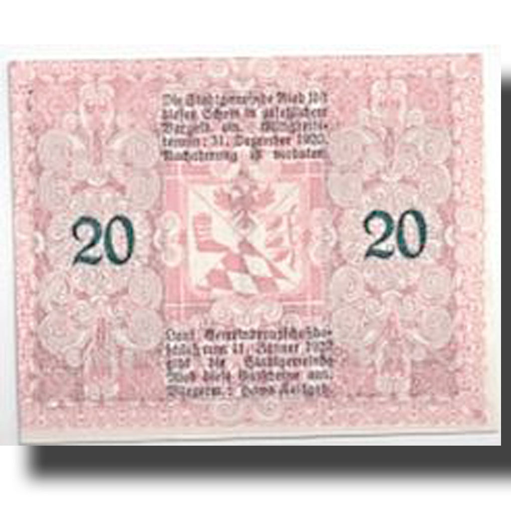 Geldschein, Österreich, Ried im Innkreis, 20 Heller, fontaine, 1920
