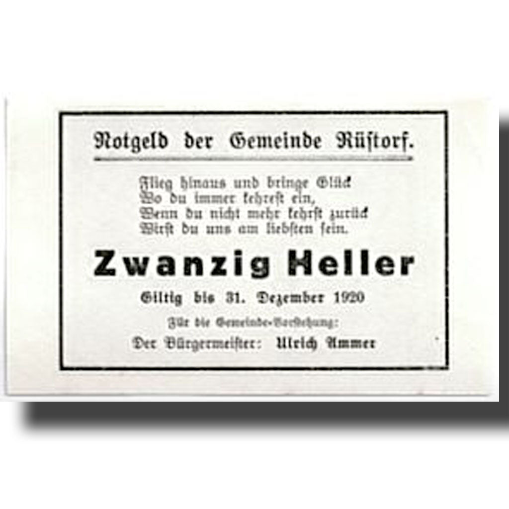 Geldschein, Österreich, Rustorf, 20 Heller, paysage, UNZ-, Mehl:856a