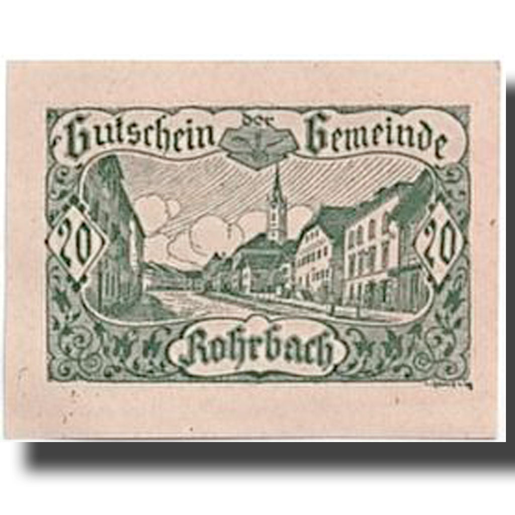 Banknote, Austria, Rohrbach, 20 Heller, paysage, 1920, 1920-06-25, UNC(63)