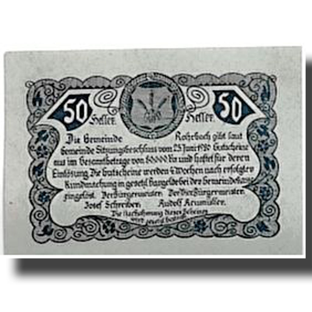 Banknote, Austria, Rohrbach, 50 Heller, paysage, 1920, 1920-06-25, UNC(63)