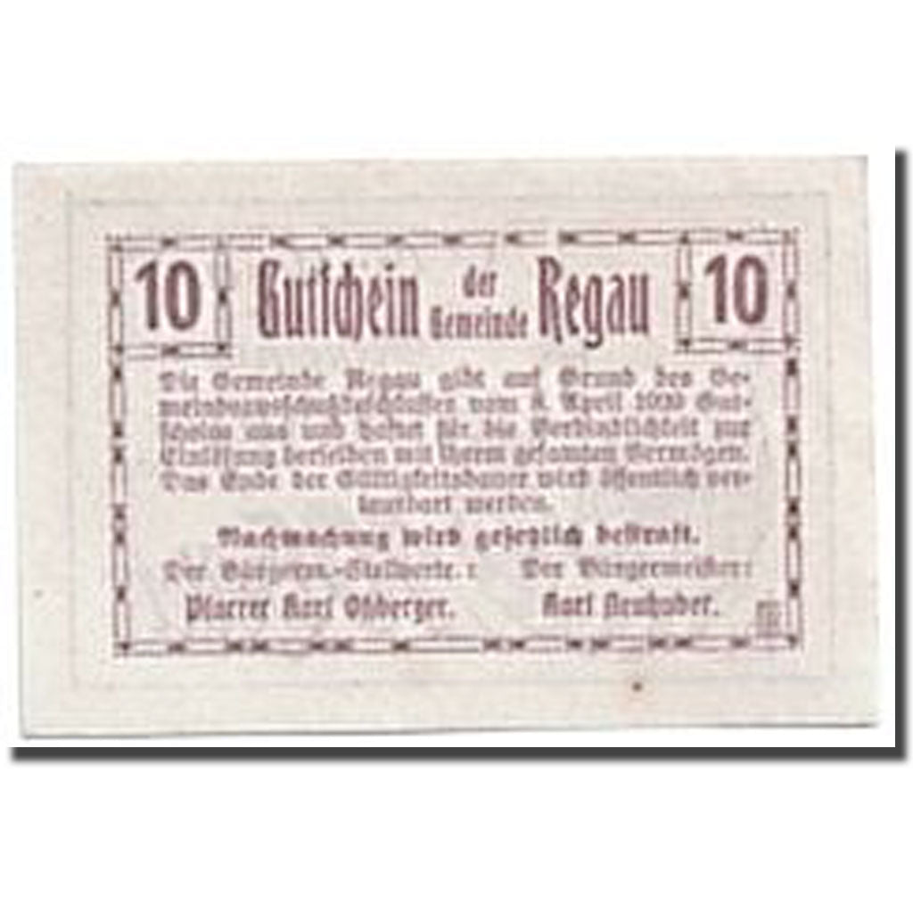 Geldschein, Österreich, Regau, 10 Heller, paysage, 1920, 1920-04-08, UNZ-