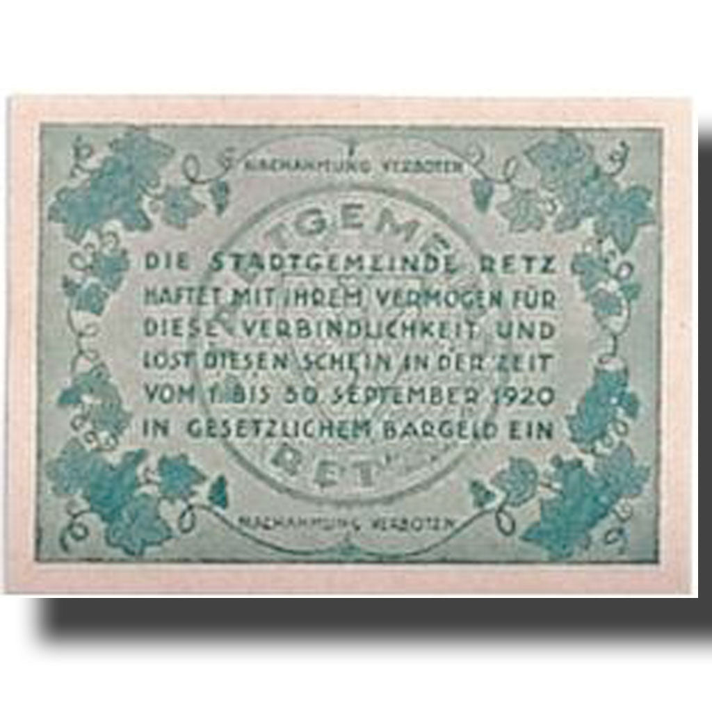 Banknote, Austria, Retz, 50 Heller, Eglise, 1920, 1920-06-15, UNC(63), Mehl:832a