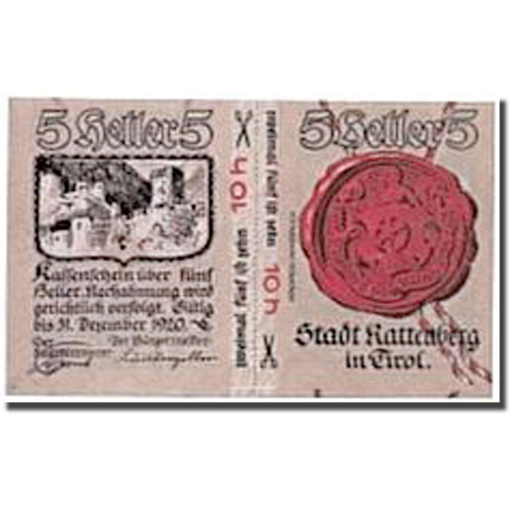 Banknote, Austria, Rattenberg Tirol Stadt, 10 Heller, Ecusson 1, UNC(63)