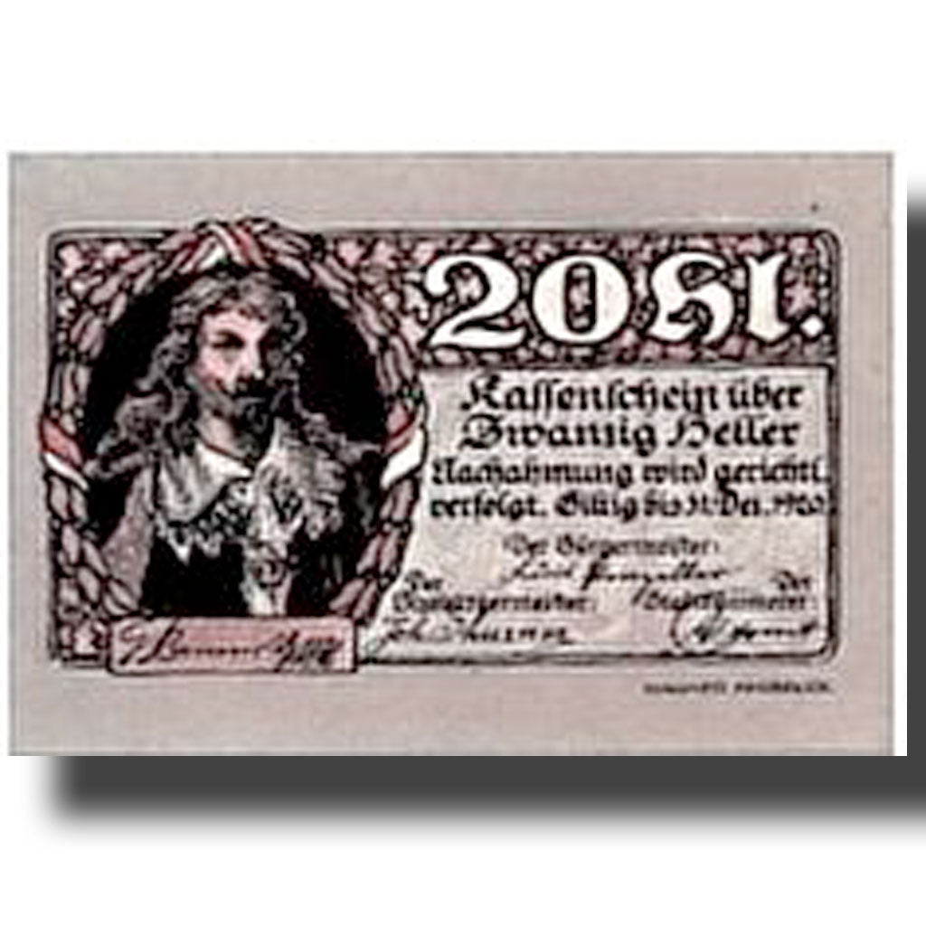 Banknote, Austria, Rattenberg Tirol Stadt, 20 Heller, portrait, UNC(63)