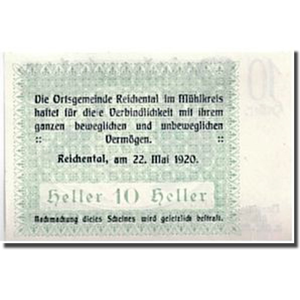 Banknote, Austria, Reichental, 10 Heller, paysage, UNC(63), Mehl:827 1a