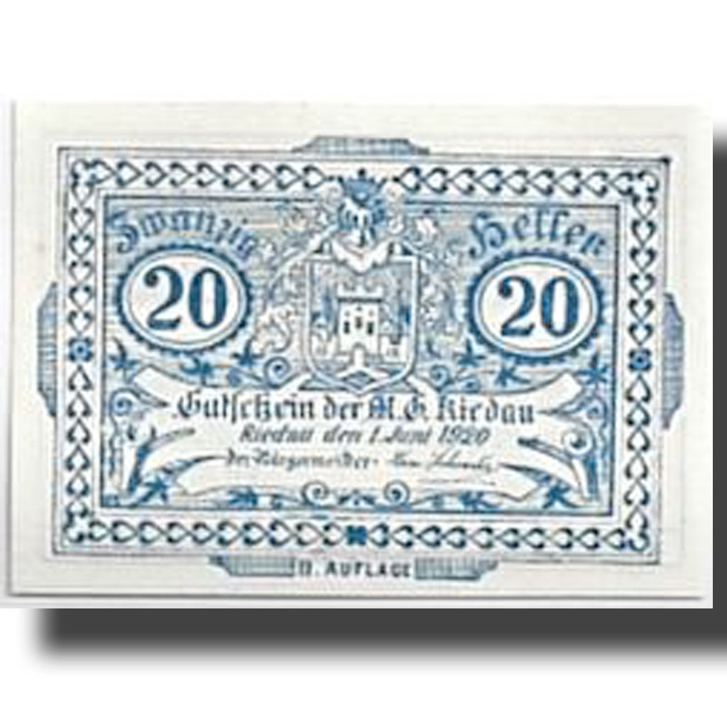 Banknote, Austria, Riedau, 20 Heller, Ecusson, 1920, 1920-06-01, UNC(63)