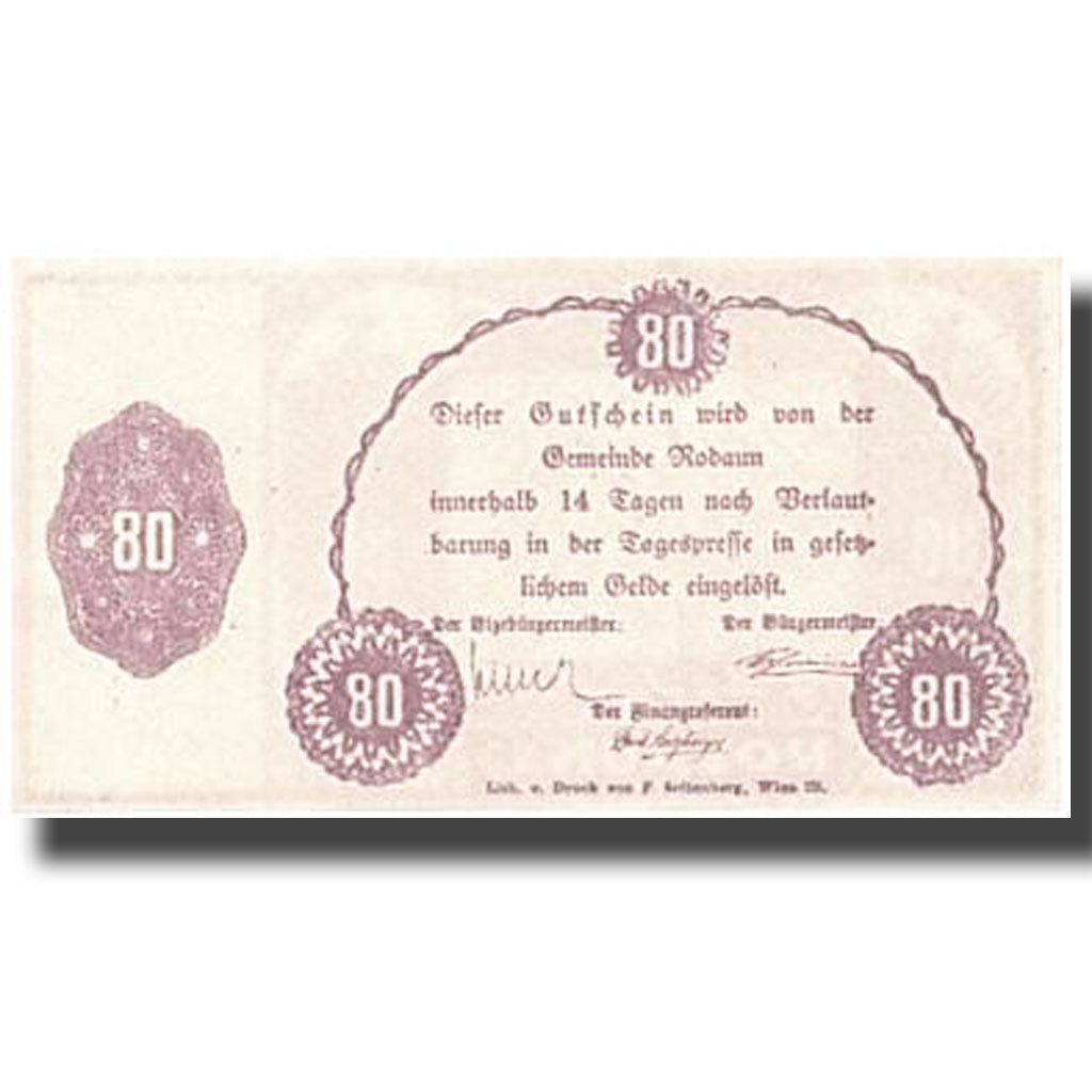 Banknote, Austria, Rodaun, 80 Heller, paysage, UNC(63), Mehl:840 IIa
