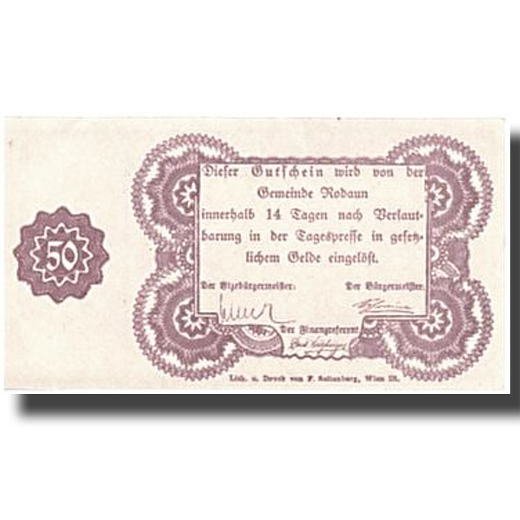 Banknote, Austria, Rodaun, 50 Heller, paysage, UNC(63), Mehl:840 IIa