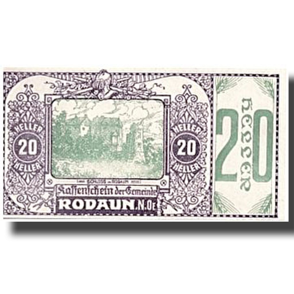 Banconote, Austria, Rodaun, 20 Heller, paysage, SPL, Mehl:840 IIa