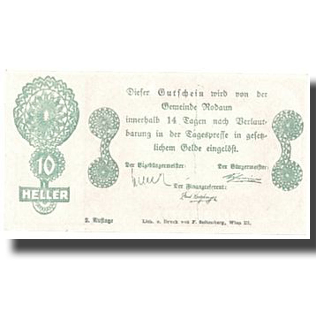 Banknote, Austria, Rodaun, 10 Heller, paysage, UNC(63), Mehl:840 IIc
