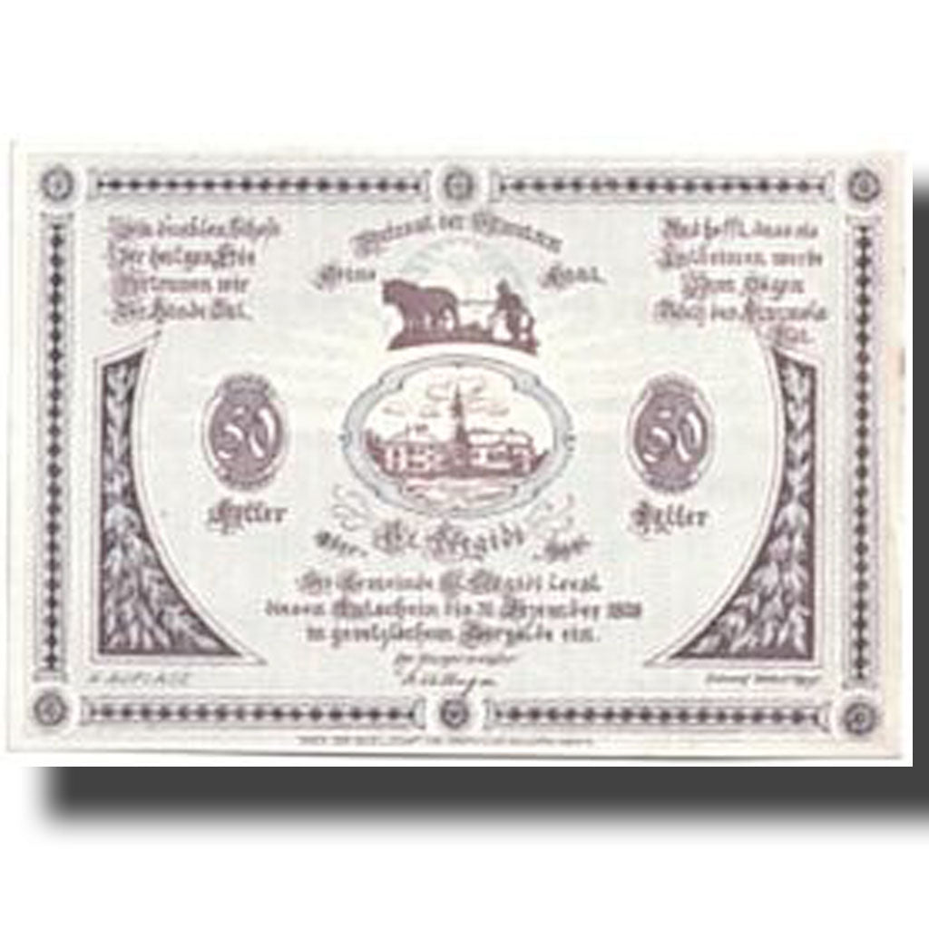 Banknote, Austria, St Aegidi, 50 Heller, paysage, 1920, UNC(63), Mehl:875 IIa