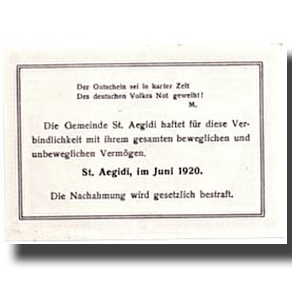 Banknote, Austria, St Aegidi, 20 Heller, paysage, 1920, UNC(63), Mehl:875 IIa