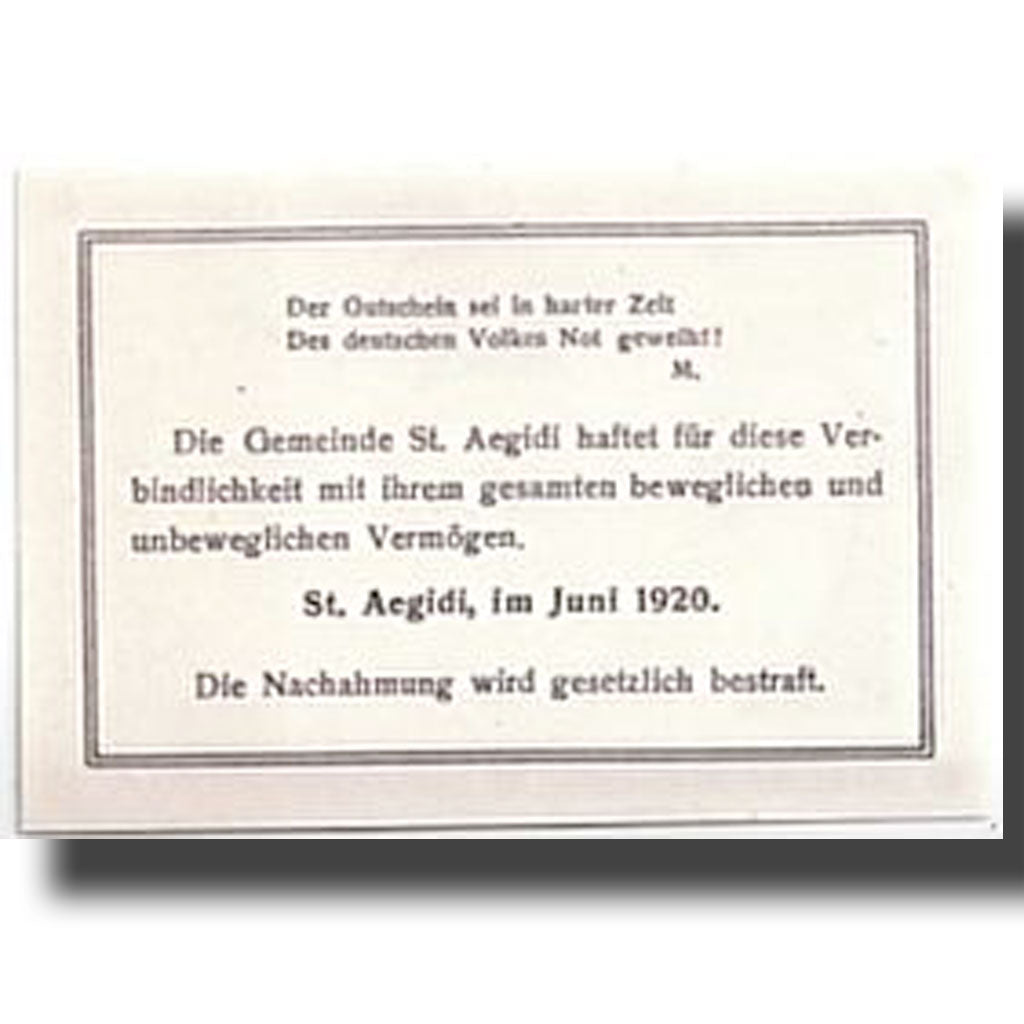 Geldschein, Österreich, St Aegidi, 50 Heller, paysage 1, 1920, UNZ-, Mehl:875